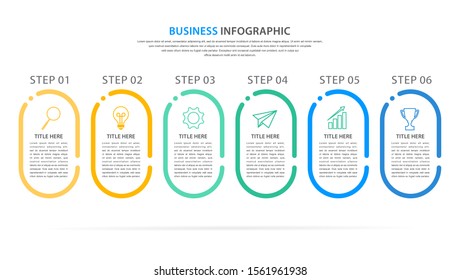 business infographic template, thin line and flat design with 6 option or step, vector eps 10