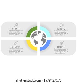 Business Infographic template. Thin line design with numbers 4 options or steps.