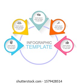 Business Infographic template. Thin line design with numbers 5 options or steps.