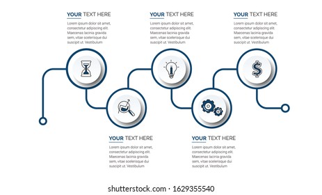 Business Infographic template. Thin line design. Business data visualization. Process chart. Abstract elements of graph, diagram with steps, options, parts or processes. Vector business template.