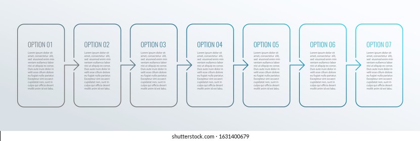 Business Infographic template. Thin line design with 7 options or steps.