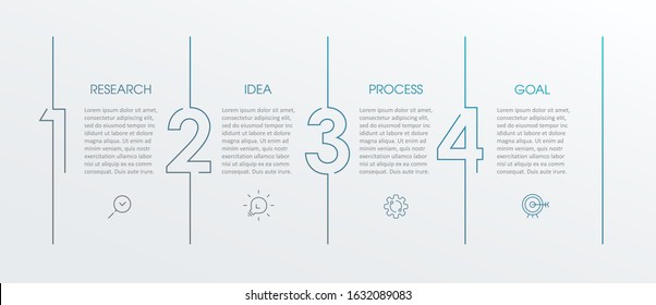 Business Infographic template. Thin line design with numbers 4 options or steps.