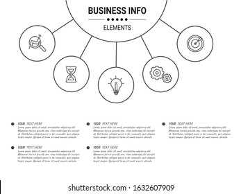 Business Infographic template. Thin line design with numbers 3, 4, 5, 6  options or steps.