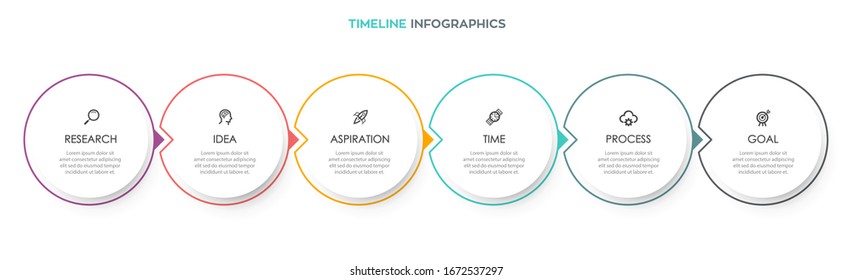 Business Infographic template. Thin line design with icons and 6 options or steps.