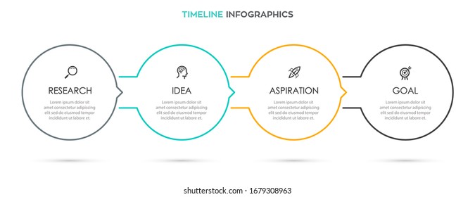 Business Infographic template. Thin line design with numbers. 4 options or steps.
