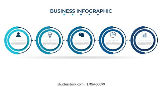 Business Infographic template. Thin line design with numbers 5 options or steps.
