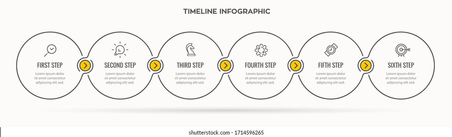 Business Infographic template. Thin line design with icons and 6 options or steps
