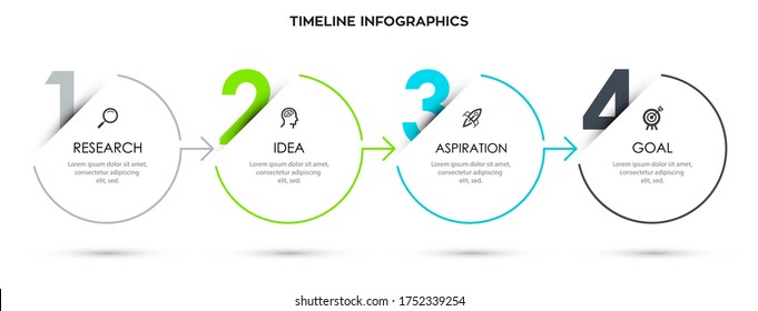 Business Infographic template. Thin line design with numbers 4 options or steps.