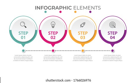 Infografik-Vorlage für Unternehmen. Dünne Linienführung mit den Optionen oder Schritten der Nummer 5.