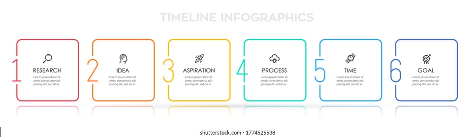 Business Infographic template. Thin line design with icons and 6 options or steps.