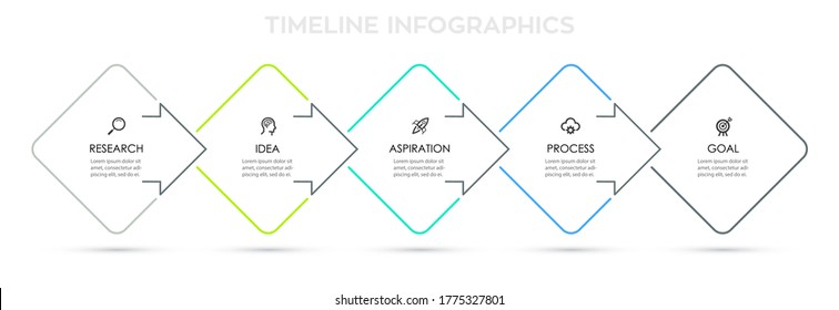 Business Infographic template. Thin line design with icons and 5 options or steps.