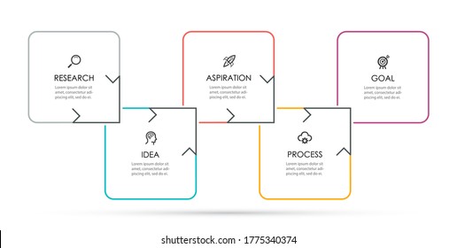 Business Infographic template. Thin line design with icons and 5 options or steps.