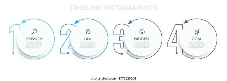 Business Infographic template. Thin line design with numbers 4 options or steps.