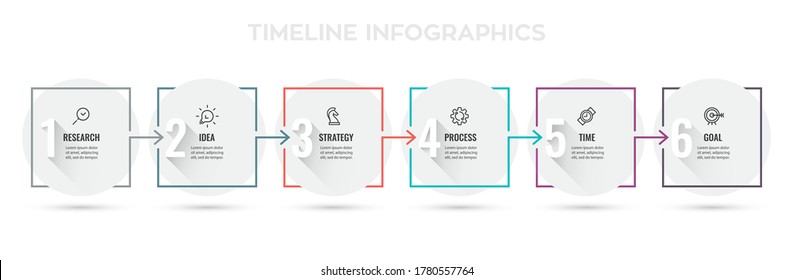 Business Infographic template. Thin line design with icons and 6 options or steps.