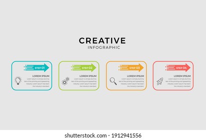 Business Infographic template. Thin line design with numbers 4 options or steps