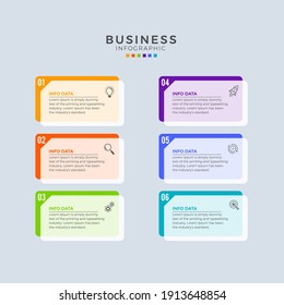 Business Infographic template. Thin line design with numbers 6 options or steps