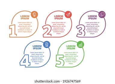 Business Infographic template. Thin line design with numbers 5 options or steps.