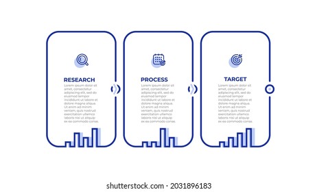 Business infographic template. Thin line elements design with icons and 3 options, steps, graph. Vector illustration.