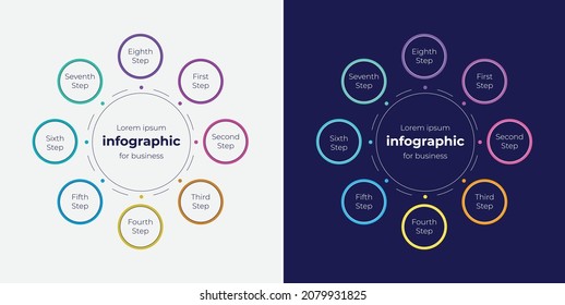 Business Infographic template. Thin line design with 8 options or steps