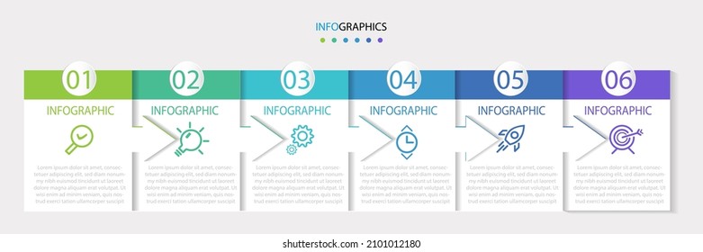 Business Infographic template. Thin line design with numbers 6 options or steps. vector eps10