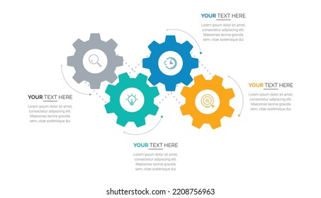Business Infographic template. Thin line process with square template design with numbers 4 options or steps. Vector illustration. Process chart. Abstract elements of graph.
