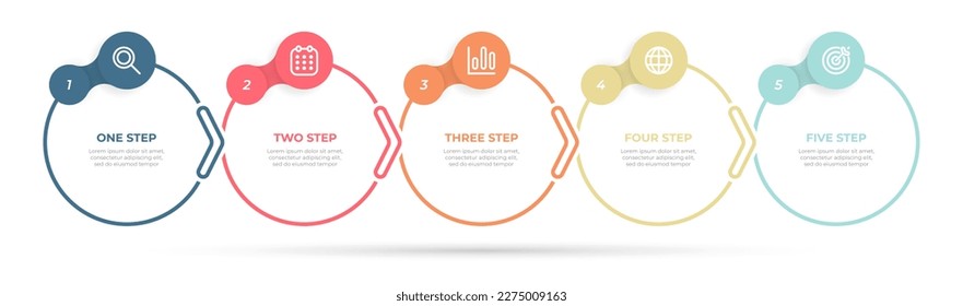 Business Infographic Template. Thin line design with numbers 5 options or steps. Can be used for workflow diagram, info chart, presentations.
