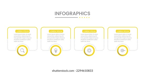 Business Infographic Template. Thin line design with numbers. 4 options or steps.