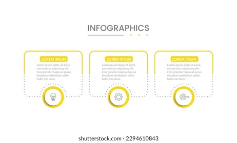 Business Infographic Template. Thin line design with numbers. 3 options or steps.