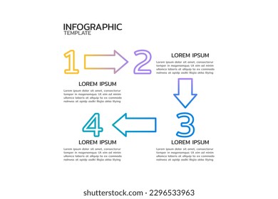 Plantilla de información empresarial. Diseño de línea delgada con los números 4 opciones o pasos.