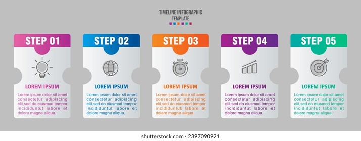 Business Infographic template. Thin line design with icons and 5 options or steps