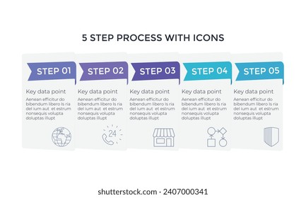 Business Infographic template. Thin line design with numbers 5 options or steps.