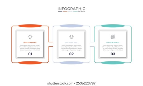Business infographic template. Thin line design label with icon and 3 options, steps or processes