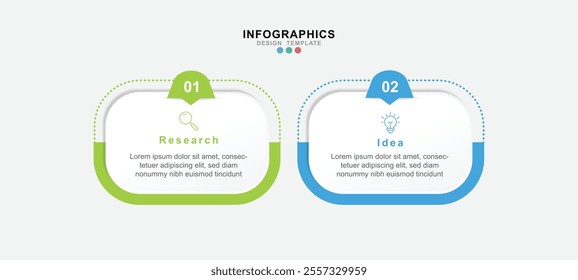 business infographic template. thin line design with icons, text, number and 2 options or steps