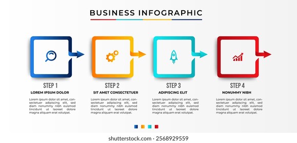 Business Infographic template. Thin line design with numbers 4 options or steps. vector