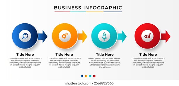 Business Infographic template. Thin line design with numbers 4 options or steps. vector