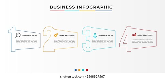 Business Infographic template. Thin line design with numbers 4 options or steps. vector