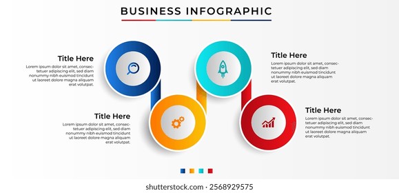 Business Infographic template. Thin line design with numbers 4 options or steps. vector