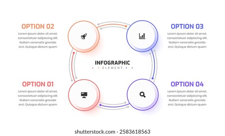 Business Infographic Template Thin Line Design Label with Icon 4 Option