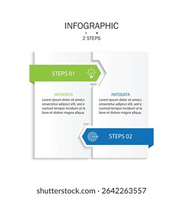 Modelo de infográfico comercial. Projeto de linha fina com 2 opção, conexão de linha de processo. Ilustração vetorial.