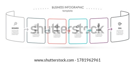 Business Infographic template. Thin line design with icons and 6 options or steps.