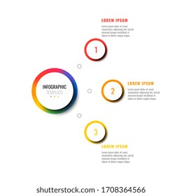 business infographic template with three round realistic elements on a white background. modern vector data visualisation with textboxes. easy to edit and customize. eps10