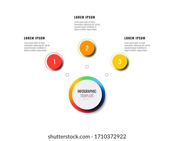 business infographic template with three round realistic elements on a white background. modern vector data visualisation with textboxes. easy to edit and customize. eps10