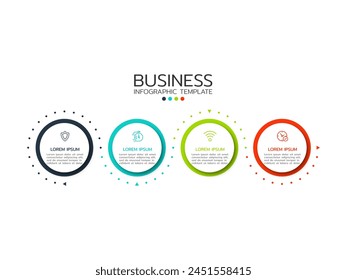 Business Infographic template. Time line design with numbers 4 options or steps and icons.