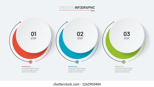 Business infographic template. Timeline with 3 number options, steps or processes. Can be used for workflow layout, diagram, chart, graph, web design. Vector illustration.