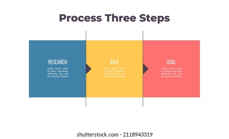 Business infographic template. Timeline with 3 options, squares, steps. Vector chart.