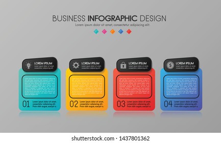 Business infographic template - timeline with 4 elements. Vector