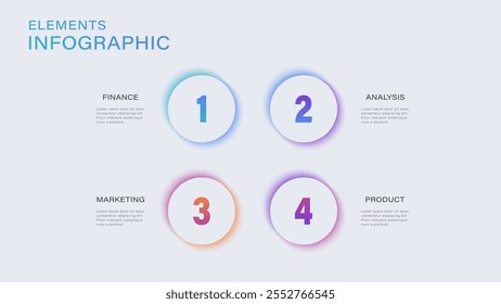 Business infographic template. Timeline with 4 steps or options. Minimalistic vector design