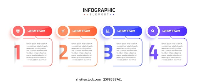 Business Infographic Template Timeline with 4 Number and Icon Can be Used for Presentation Chart