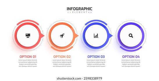 Business Infographic Template Timeline with 4 Option and Icon Can be Used for Presentation Chart