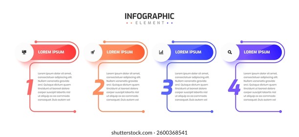 Business Infographic Template Timeline with 4 Number and Icon Can be Used for Presentation Chart	